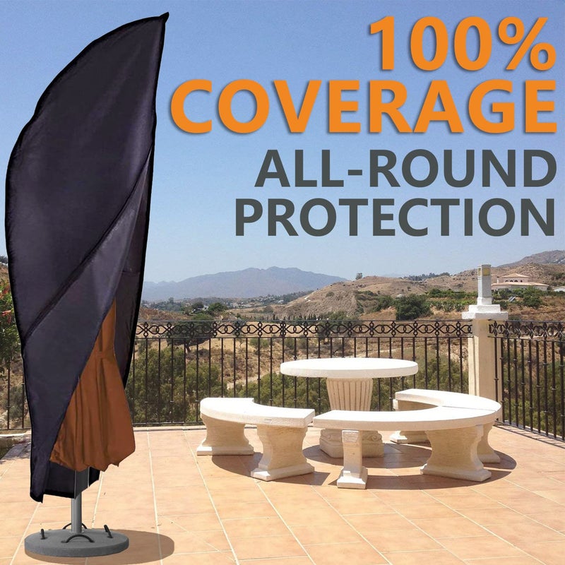 Petask Offset Umbrella Cover, Patio Umbrella Cover for 9ft to 13ft Cantilever Parasol Outdoor Market Umbrellas Cover with Zipper and Water Resistant Fabric Dark - Image 5